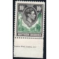 Northern Rhodesia 1938-52 : SG44 10/- Green & Black - UM - CV £30(2017)