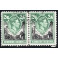Northern Rhodesia SG41 2s6d Black and Green - Superb Used Pair CV £15+(2017)