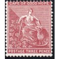 Cape of Good Hope 1881 : SACC34b : 3d Deep Claret(WM CC) - MM - CV R5000+