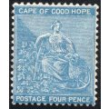 CAPE OF GOOD HOPE 1872 SACC19c 4d DEEP BLUE MM CV R6500