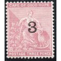 Cape of Good Hope 1880 SACC32 3d ON 3d Pale Dull Rose - MM - CV R3200