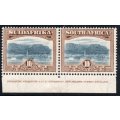 Union of SA - 1927 SACC39 10/- Bright blue and Brown INSCRIPTIONAL PAIR(P14) -  MM -  CV R12000