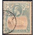 St. Helena 1923 SG100a 2d Grey and Slate with BROKEN MAINMAST - FINE USED - CV £180(2017)