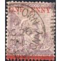 Cape of Good Hope 32a(var) - 1d on 6d Deep Lilac - ``P`` in ``PENNY`` omitted -Unlisted - RARE
