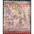 Cape of Good Hope 32a(var) - 1d on 6d Deep Lilac - ``P`` in ``PENNY`` omitted -Unlisted - RARE