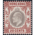 HONG KONG 1903 SG69 - 20c SLATE and CHESTNUT VLMM CV £65