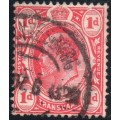 TRANSVAAL 1906 SG274b 1d Scarlet with error of watermark - CERTIFICATE - CV £325(2017)