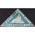 Cape of Good Hope : 1861 SACC10d - 4d BLUE ``WOODBLOCK`` , LIGHTLY USED - CV R200000 - SEE BELOW