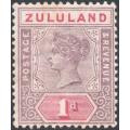 Zululand 1894-6 SACC15a  1d MAUVE and CARMINE WITH ``SHAVED Z``  MM CV R3500