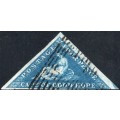 CAPE OF GOOD HOPE 1853 SACC4a - 4d BLUE ON SLIGHTLY BLUED PAPER - VFU - CV R3500+