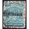BSAC / Rhodesia 1909-12 SG103a 2½d Pale Dull Blue  - No Stop Variety CV £30(2017)