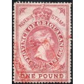 Griqualand West 1870 Barefoot #70 £1 RED - VFU