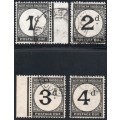 Northern Rhodesia 1929-52 POSTAGE DUES -  Complete used set of 4 - VFU CV R1190(2020)