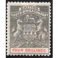 BSAC /Rhodesia 1892 SG26 4/- Grey-Black & Vermillion LMM  - CV £48