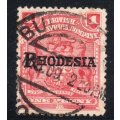 BSAC / Rhodesia 1909-12 SG101a 1d Carmine-rose  - No Stop Variety