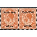 SWA 1923 SACC7a : 1/- ORANGE WITH ``Wes`` FOR ``West``  MM CV R12000