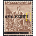 Cape of Good Hope : SG57b : 1d on 2d Pale/Deep Bistre, Mint & Used  - NO STOP AFTER PENNY
