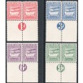 Union of South Africa 1925 - SACC25-28 COMPLETE SET OF MARGINAL PAIRS WITH ``FIGURE VALUE`` UM/MM