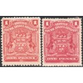BSAC / RHODESIA 1898-1908 SACC69-70 1d ROSE & 1d RED DUO MM CV R600