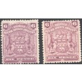 BSAC / RHODESIA 1898-1908 SACC75-76 6d REDDISH-PURPLE & REDDISH-MAUVE - MM CV R1500