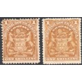 BSAC / RHODESIA 1898-1908 SACC77 & 77e 1/- BISTRE & BISTRE-BROWN - MM CV R3300