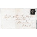 GREAT BRITAIN 1841 1d BLACK(PLATE 10) (KE) ON COVER(ENTIRE) - NEWBURY TO HAMPSHIRE - CV £3500