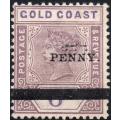 GOLD COAST 1901 SG36a 1d on 6d DULL MAUVE WITH ``ONE`` OMITTED - MM