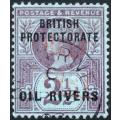 OIL RIVERS 1893 : SG19 ½d on 2½d (Verm.) O/P TYPE 3 VFU CV £325 (2017)