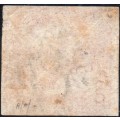 Cape of Good Hope SACC5 : 1d BRICK RED PAIR ON CREAM TONED PAPER - SUPERB USED CV R80000(AS SINGLES)