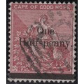 Cape of Good Hope 1882 SACC41 ½d on 3d DEEP CLARET(CC) - SISMONDO CERTIFICATE - VFU CV R4500