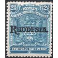BSAC / Rhodesia : SG99 2½d PALE DULL-BLUE MM CV R100