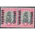UNION OF SA OFFICIALS - 1935-50 SACC14b 1/- BLACK & ROSE WITH DOUBLE O/P  MM CV R8000