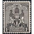 B.C.A.(Nyasaland): 1895 SG21s 1d BLACK O/P `SPECIMEN` MM CV £50