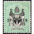 B.C.A.(Nyasaland): 1895 SG22s 1d BLACK & GREEN O/P `SPECIMEN` MM CV £50+