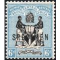 B.C.A.(Nyasaland): 1895 SG24s 4d BLACK & BLUE  O/P `SPECIMEN` MM CV £50+