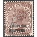 NATAL 1895 SACC105b 2½d on 4d WITH ``HALFPENN`` for ``HALFPENNY`` - VFU - CV R6000