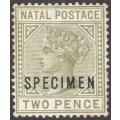 NATAL SG106s 2d OLIVE-GREEN - DIE I - ``SPECIMEN`` CV £100+(2017)