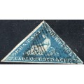 Cape of Good Hope 1853 SACC2a 4d DEEP BLUE, SIDEWAYS WATERMARK ON DEEPLY BLUED PAPER - VFU CV R15000