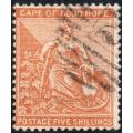 Cape of Good Hope : 1882 SG45 : 5/- ORANGE - SUPERB USED - WM Crown CA CV £300(2017)