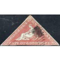 Cape of Good Hope : 1853 SACC3a : 1d BRICK-RED , slightly blued paper VFU CV R13000