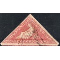Cape of Good Hope : 1858 SACC5a 1d ROSE- VERY FINE LIGHTLY USED - CV R10000