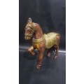 Beautiful large highly detailed wood and brass horse!!!!!!