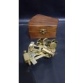 Beautiful nautical brass sextant with solid wooden case!!!!!!!