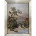 BEAUTIFUL ANTIQUE OIL ON CANVASE PAINTING SIGNED BY THE ARTIST SIZE 47CM X 37CM !!!