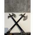 Super cool highly detailed 50 cm tall display axes bid for both !!!
