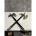 Super cool highly detailed 50 cm tall display axes bid for both !!!