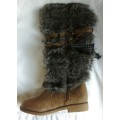 Ladies Fur Boots. High Cut. Sizes 3. Reduced to Clear!!