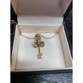 Beautiful Rose Gold, Diamond and Morganite Key pendant and chain!!!