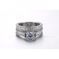 Stimulated Diamond AAA CZ 18k Platinum Plated Wedding Ring Set .Size 7,8,9  ..!!!