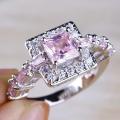 Gorgeous Jewelry Princess Cut Pink Topaz Ring